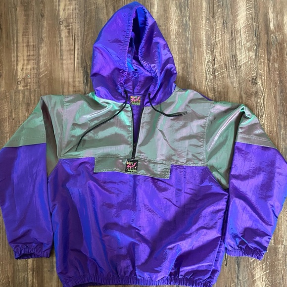 Surf Style vintage 90s iridescent windbreaker - Picture 1 of 6